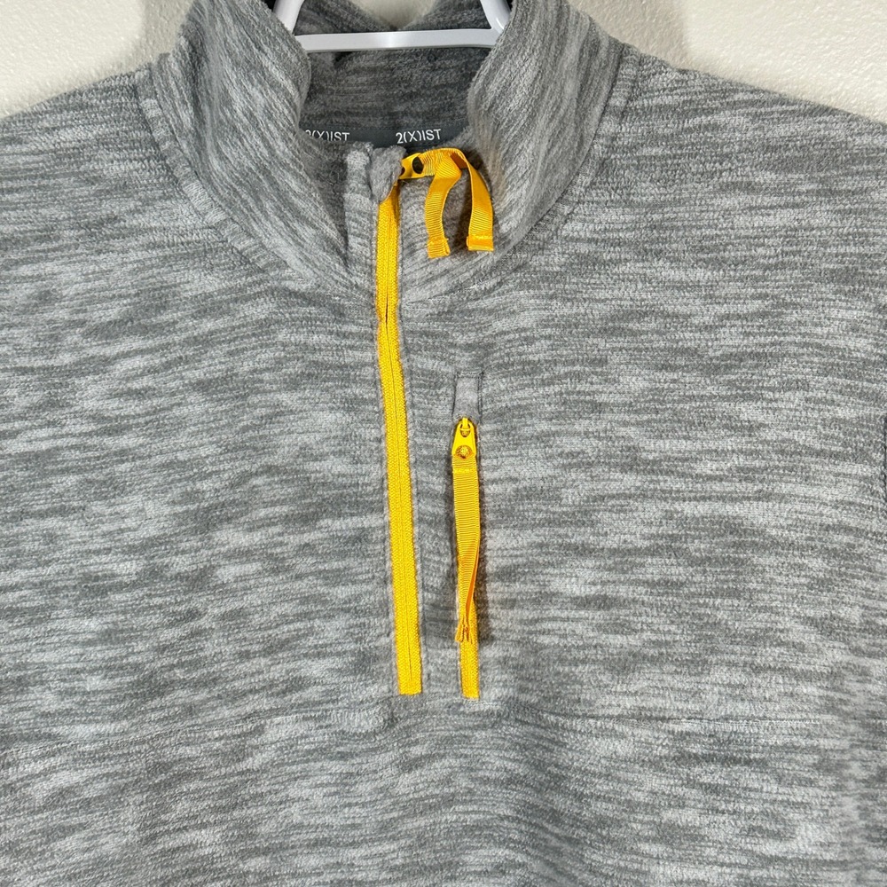 2(X)IST Mens XL Gray Space Dye Quarter Zip Pullover Fleece Jacket Yellow Trim